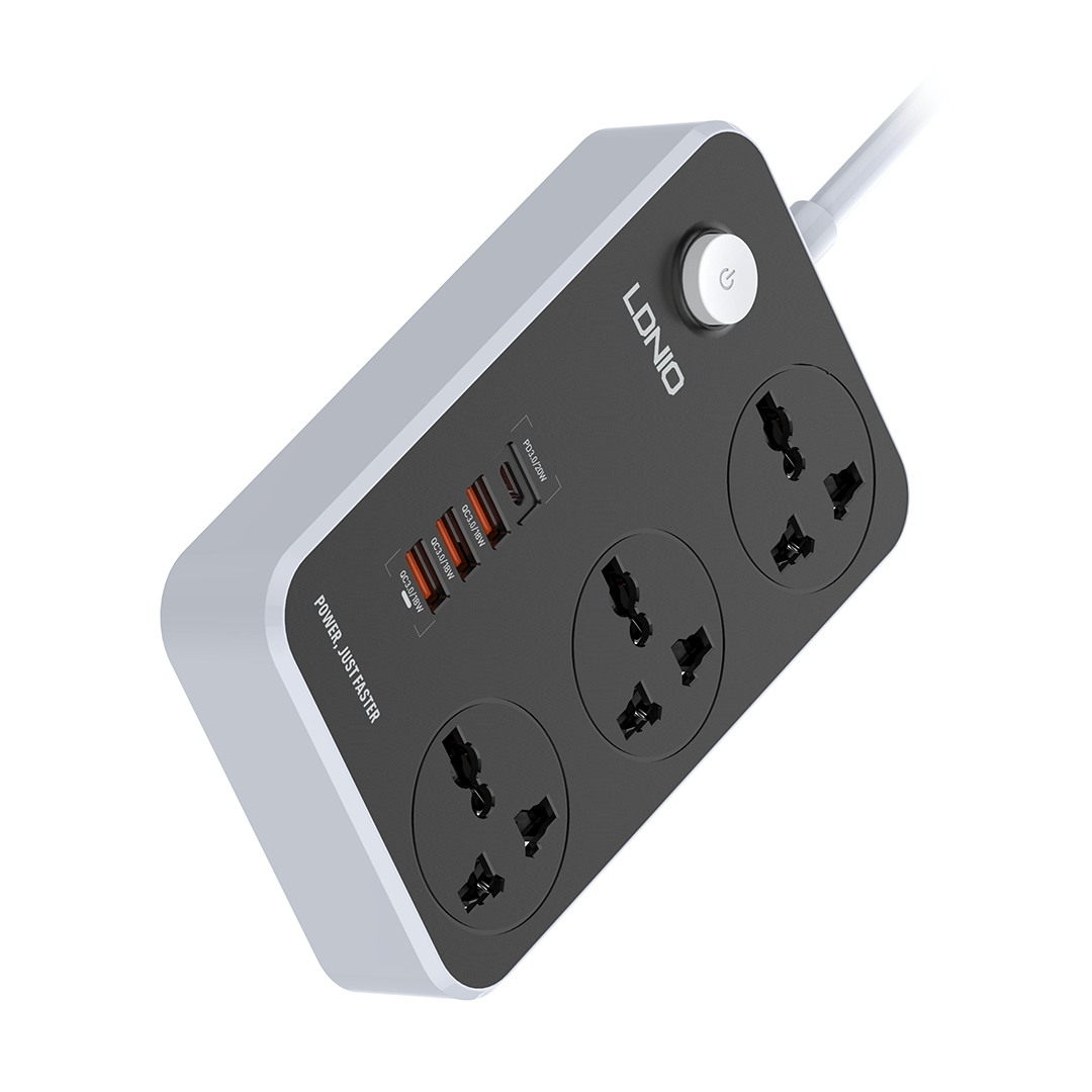 LDNIO 20W USB-C PD + USB-A Charging with 3 x AC Power Socket