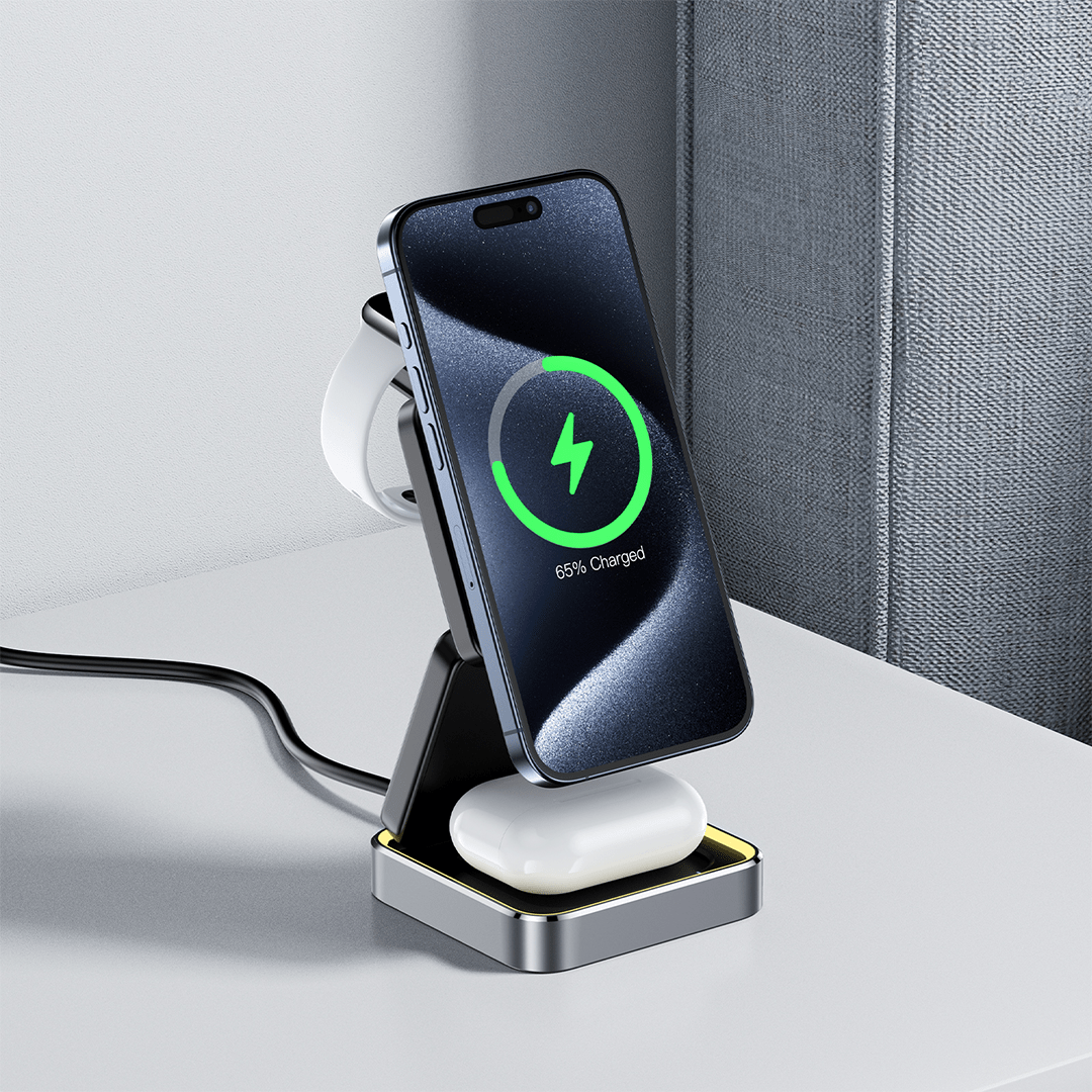 AceFast 3-in-1 Fast Wireless Charging Desktop Holder (23W)