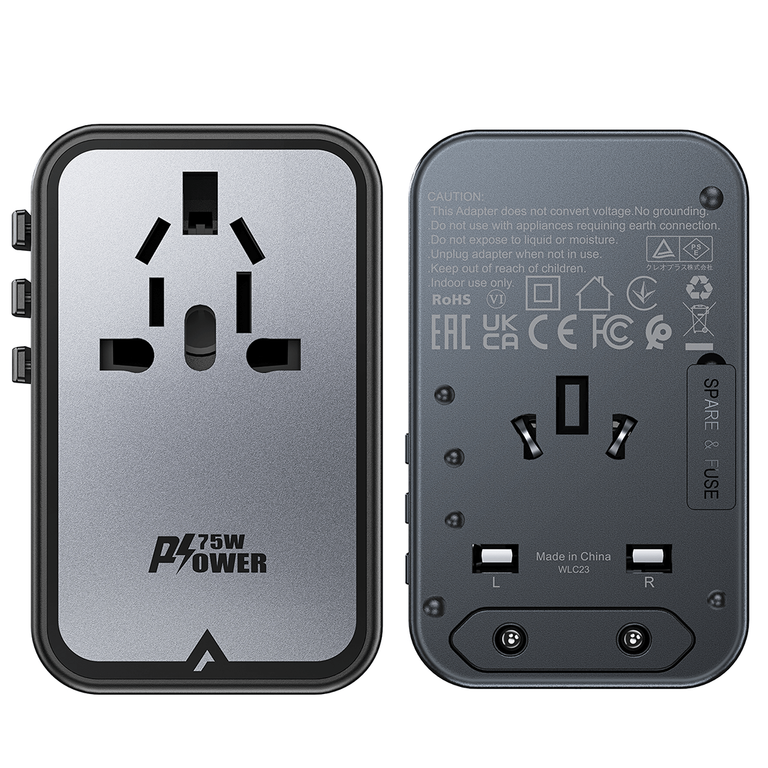 AceFast 75W PD GaN Universal Travel Charging Adapter