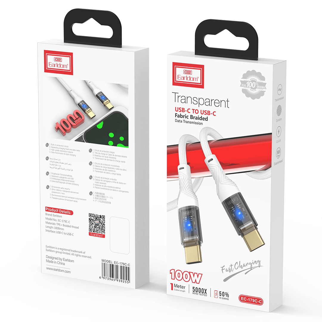 Earldom USB-C to USB-C Braided Cable (1M)