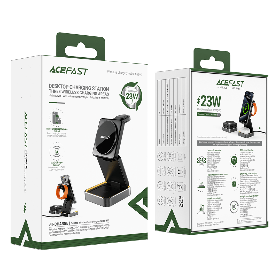 AceFast 3-in-1 Fast Wireless Charging Desktop Holder (23W)