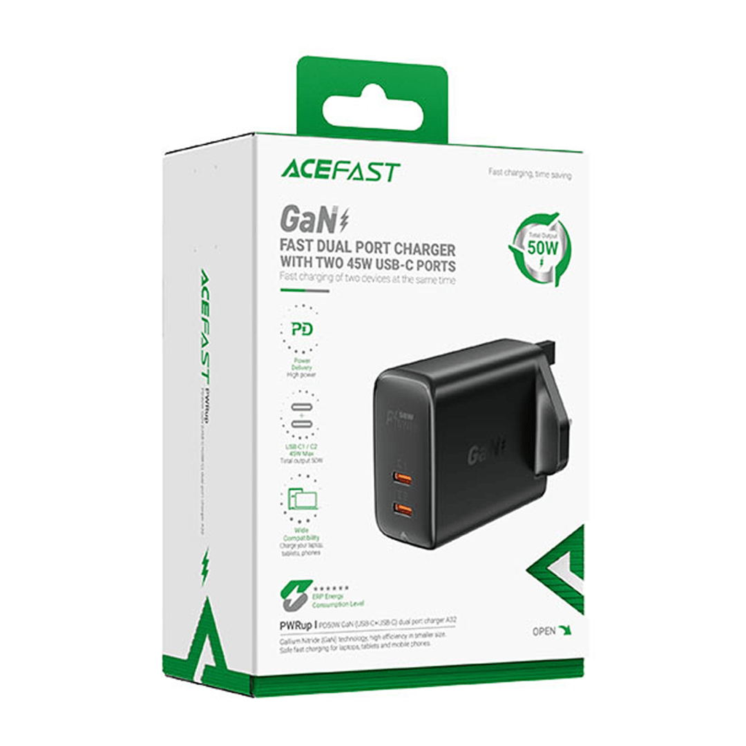 AceFast 50W Dual USB-C Charger (UK)