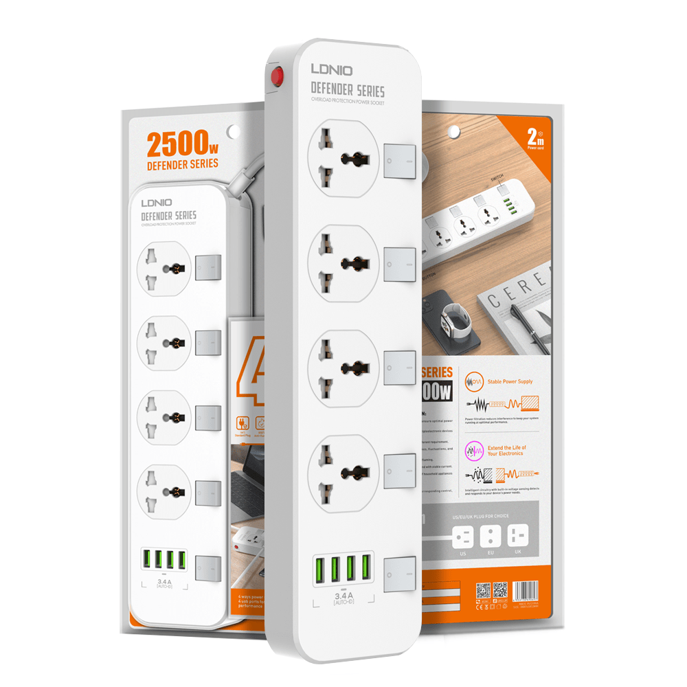 LDNIO 4-USB Charging 4-outlet Surge Protection Strip