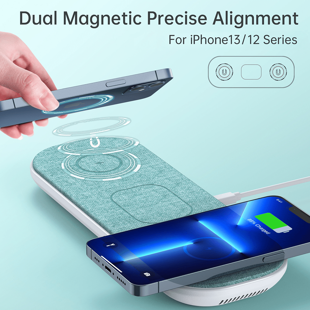 CHOETECH 3-in-1 MagSafe Triple Coil Fast Wireless Charger