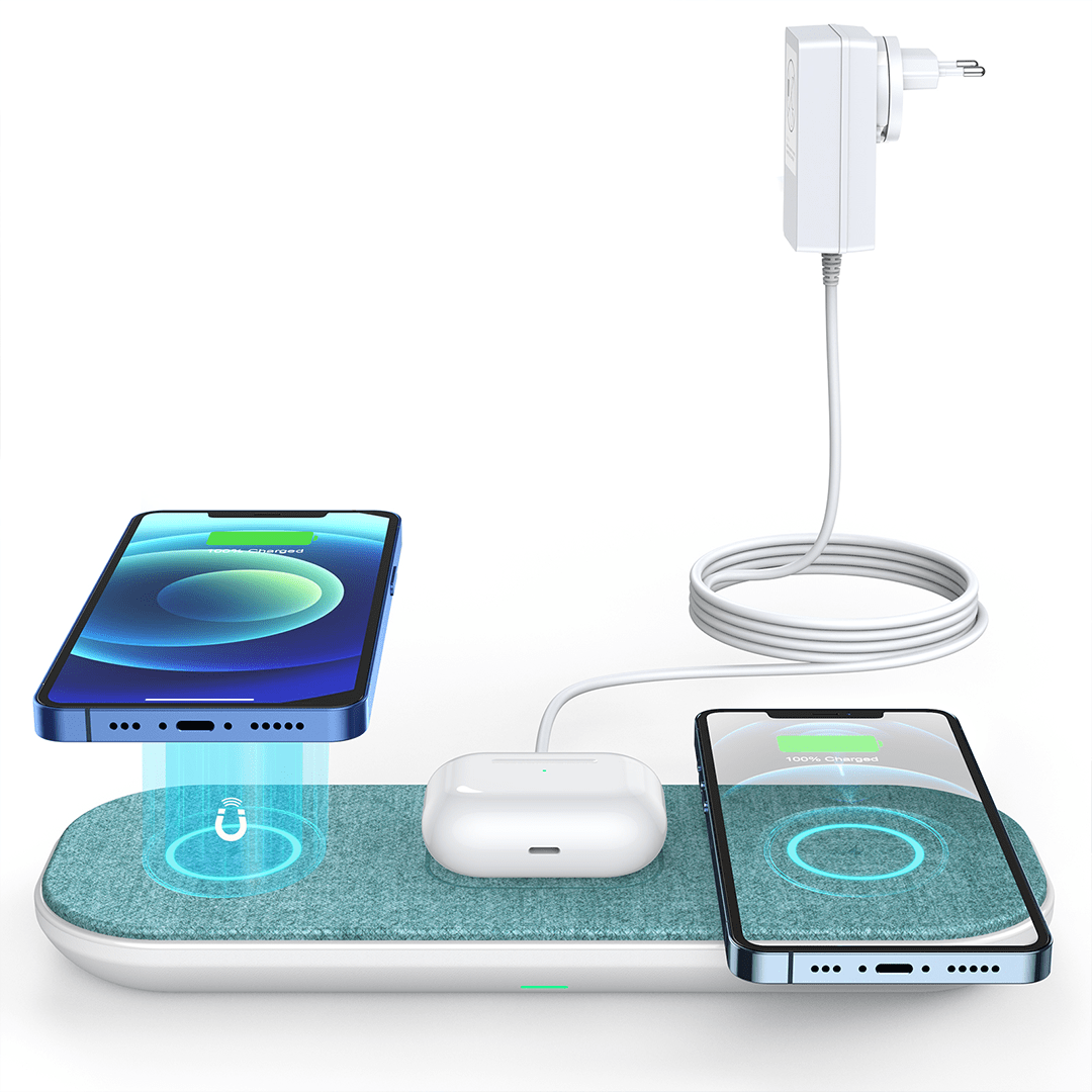 CHOETECH 3-in-1 MagSafe Triple Coil Fast Wireless Charger