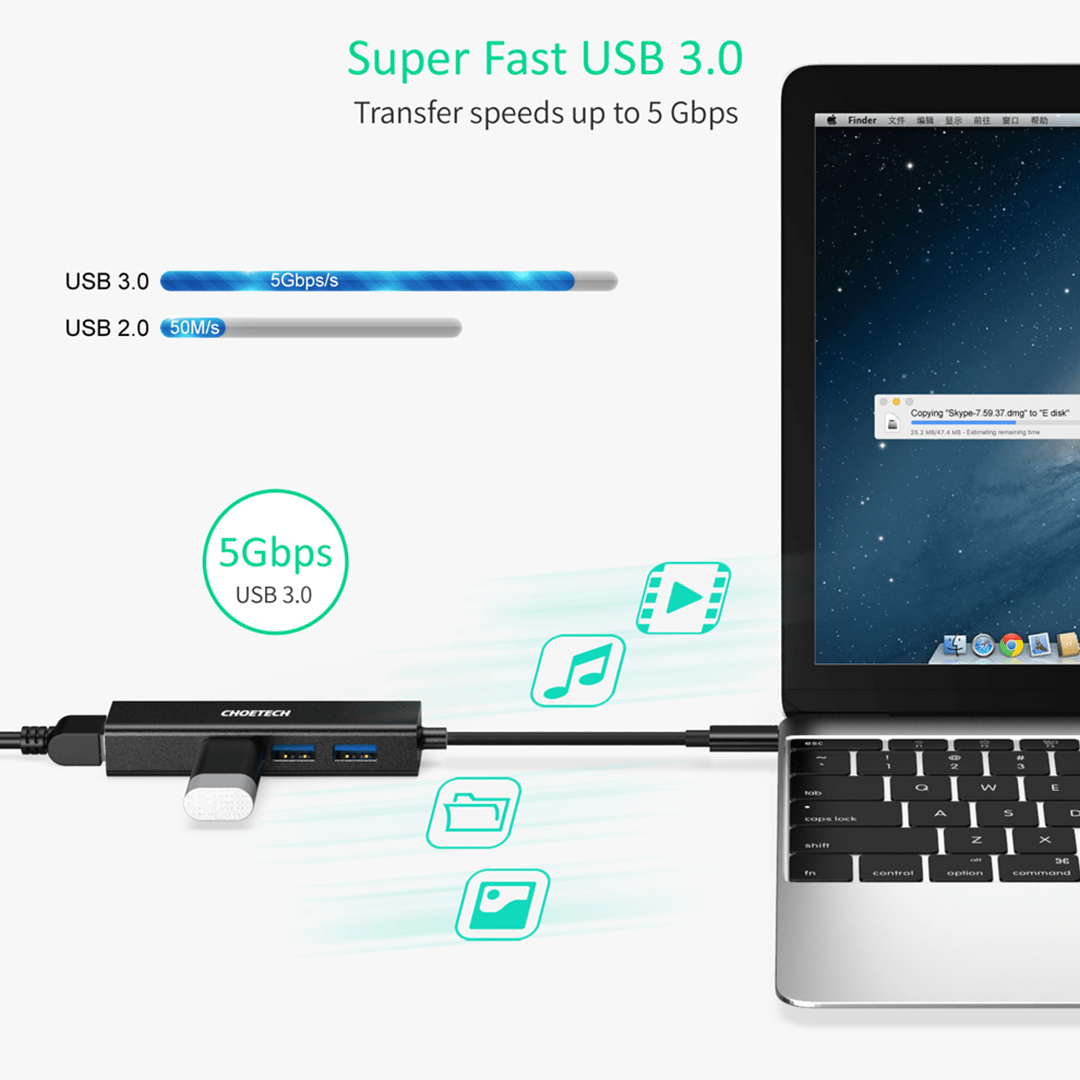 CHOETECH 4-In-1 USB-C to RJ45 Adapter