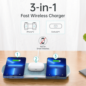 CHOETECH 3-in-1 MagSafe Triple Coil Fast Wireless Charger