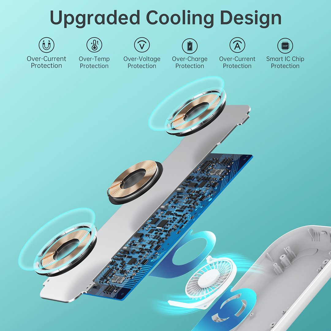 CHOETECH 3-in-1 MagSafe Triple Coil Fast Wireless Charger