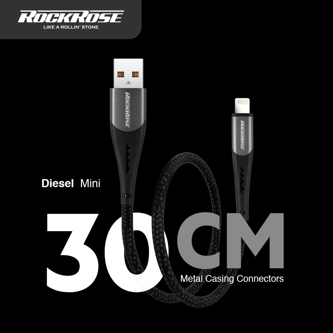 RockRose Diesel USB to Lightning Short Braided Cable (30cm)