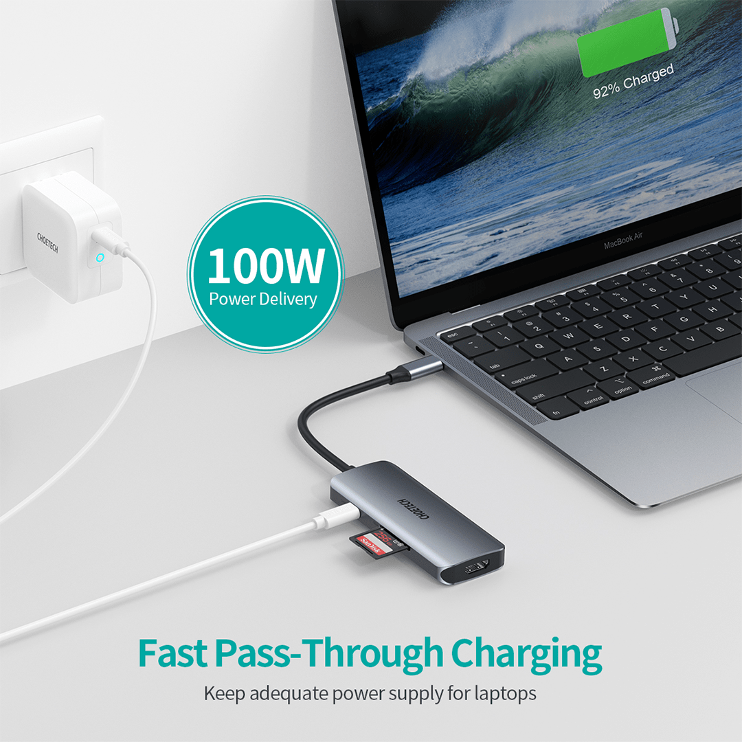 CHOETECH 7-in-1 USB-C Multi-Port HUB with 4K HDMI