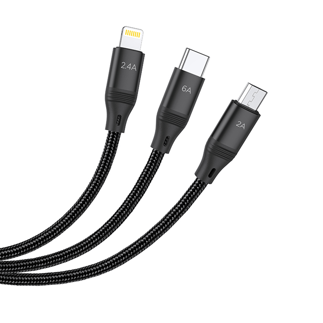 HOCO Ultra 6A 3-in-1 Fast Charging/Data Cable
