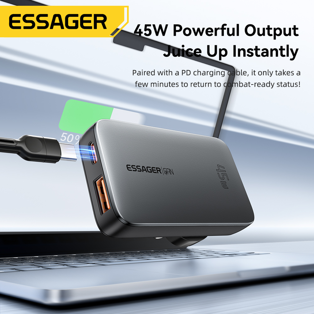 Essager 45W Gallium Nitride Ultra Thin Fast Travel Charger