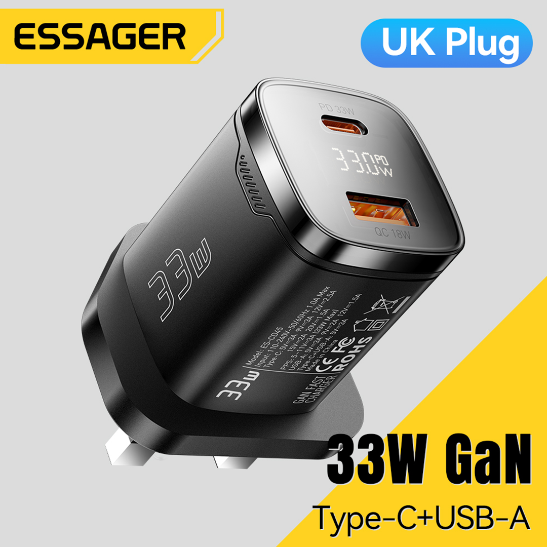 Essager 33W Gallium Nitride Portable Charger with Digital Display