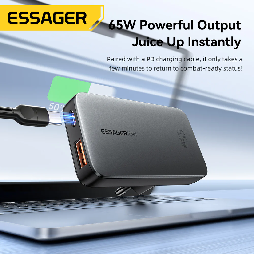 Essager 65W Gallium Nitride Ultra Thin Fast Travel Charger