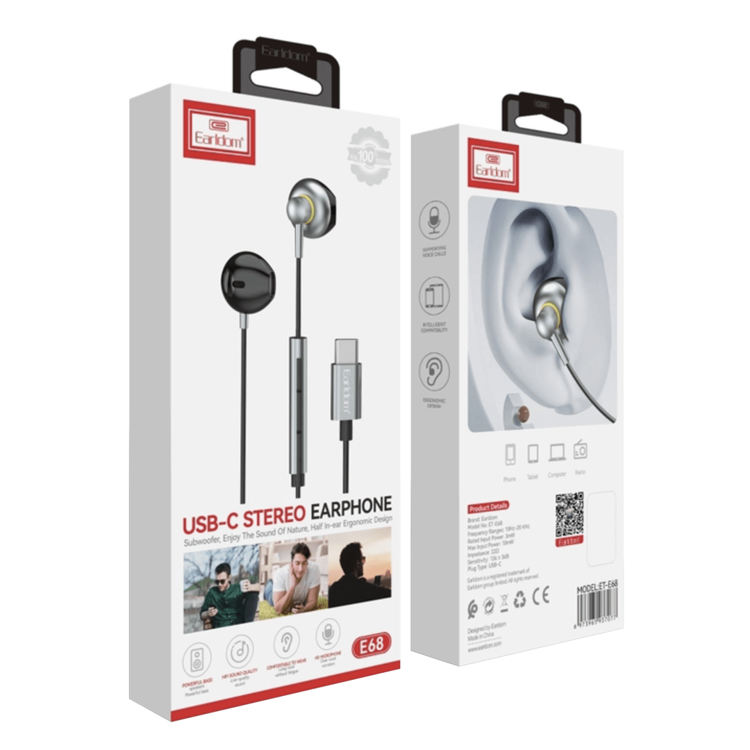 Earldom USB-C Stereo Earphone with Remote & Mic (1M)