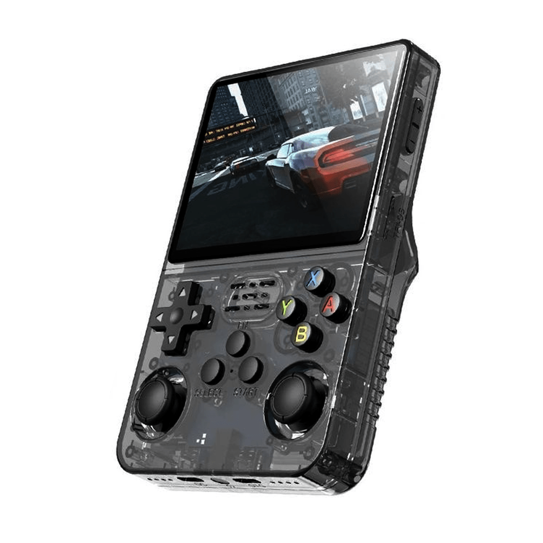 R36S Handheld Retro Gaming Console - Transparent Black