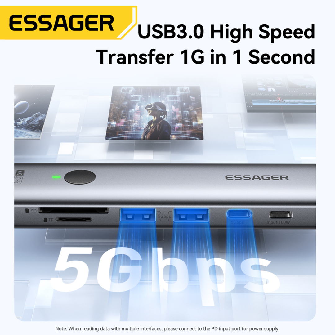 Essager 100W PD 7-in-1 USB-C Expansion Hub with 4K HDMI Output