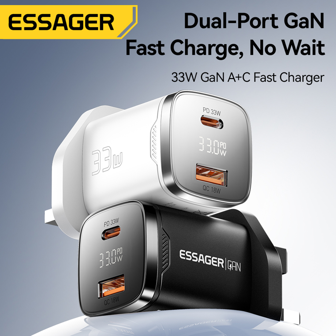 Essager 33W Gallium Nitride Portable Charger with Digital Display