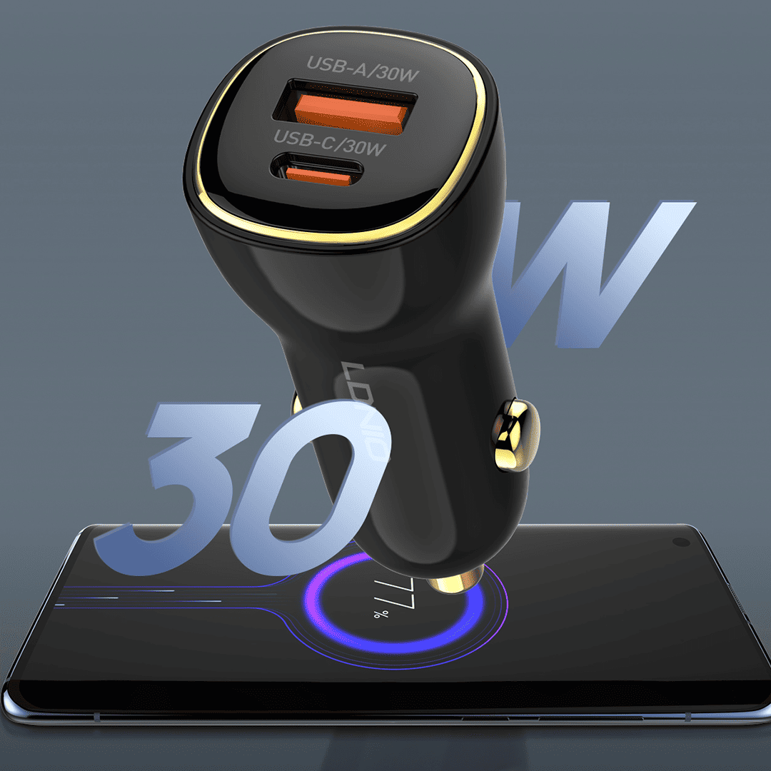LDNIO 60W PD QC 3.0 Dual-Port Fast Car Charger
