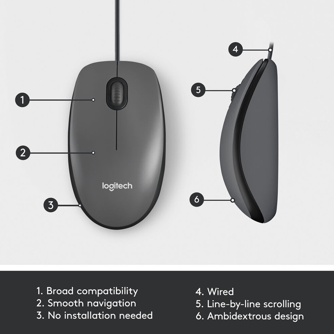 Logitech M100 Wired Optical Mouse