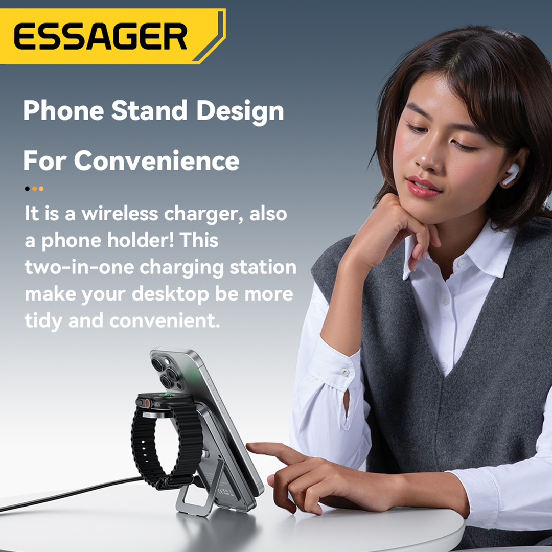 Essager Qi2 25W 2-in-1 Wireless Desktop Charger