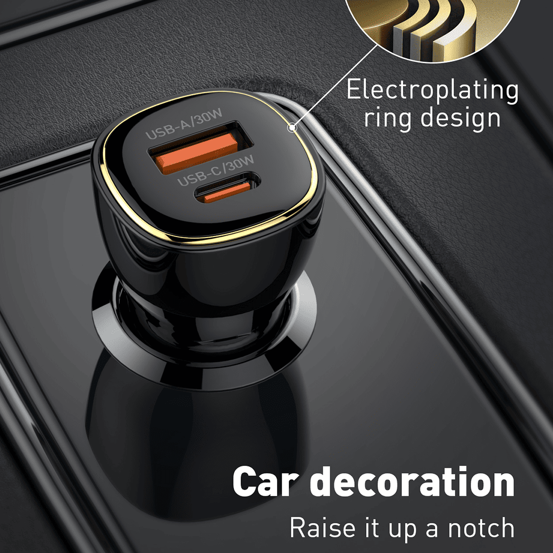 LDNIO 60W PD QC 3.0 Dual-Port Fast Car Charger