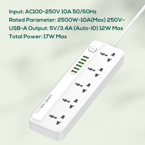 LDNIO 6 x USB-A Ports with 5 x AC Power Socket