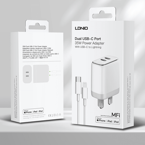 LDNIO 35W Dual USB-C MFI Certified Fast Charger (UK)