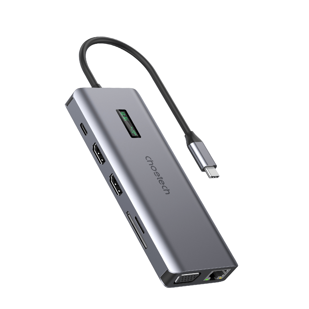 CHOETECH 12-in-1 USB-C Multiport Adapter with digital display