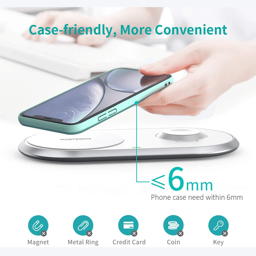 CHOETECH 10W in Dual Wireless Charger Pad Apple Watch