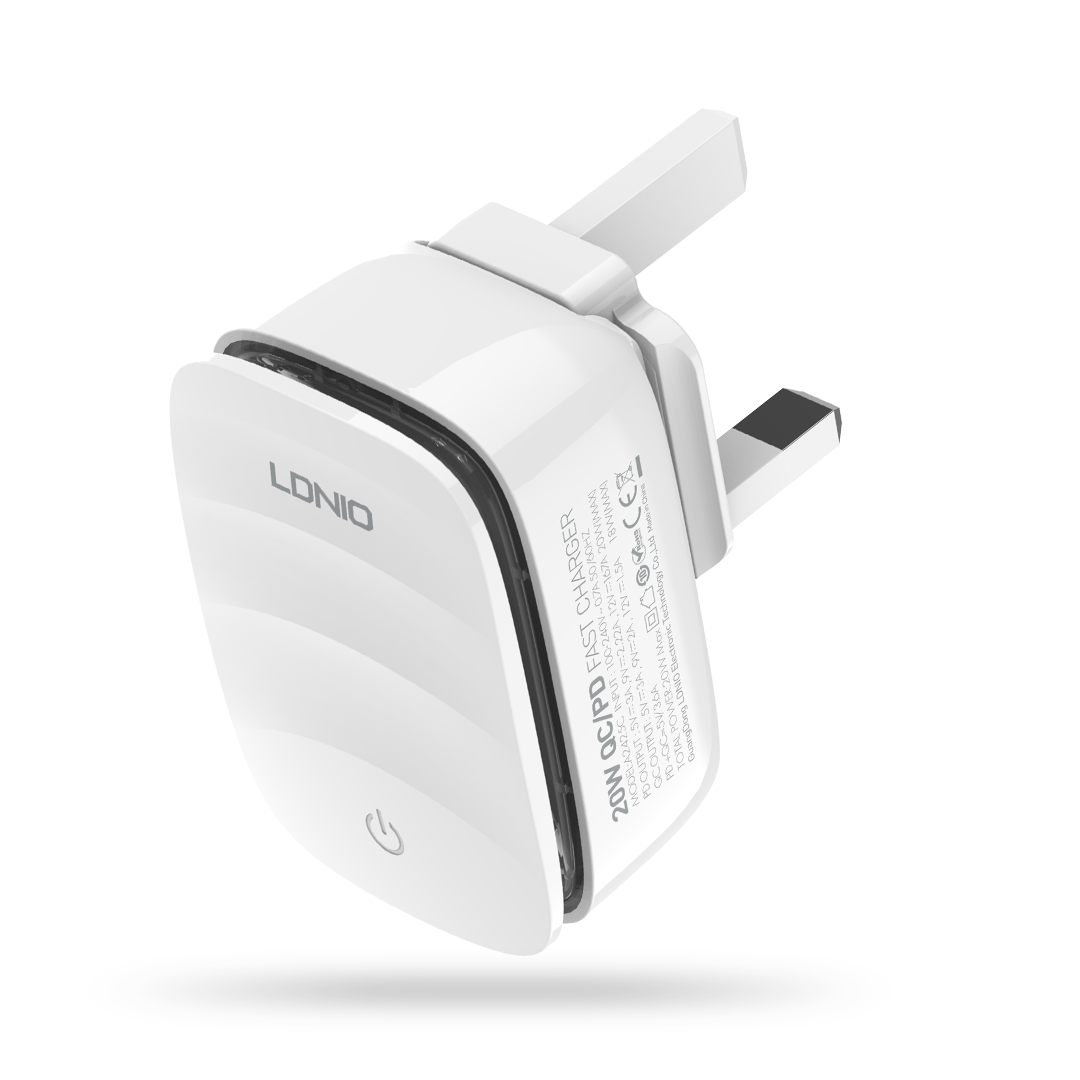 LDNIO 20W PD USB-C Fast Charger + QC3.0 with Touch LED Lamp