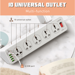 LDNIO USB-A and USB-C PD Fast Charging with 10-Outlet Surge Protection Power Strip