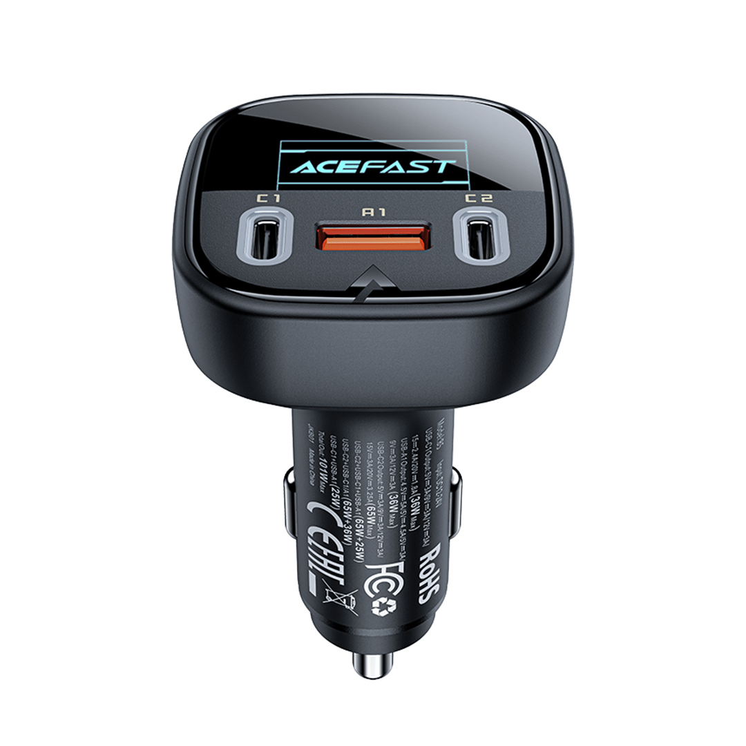 AceFast 101W Fast Car Charger with OLED Smart Display