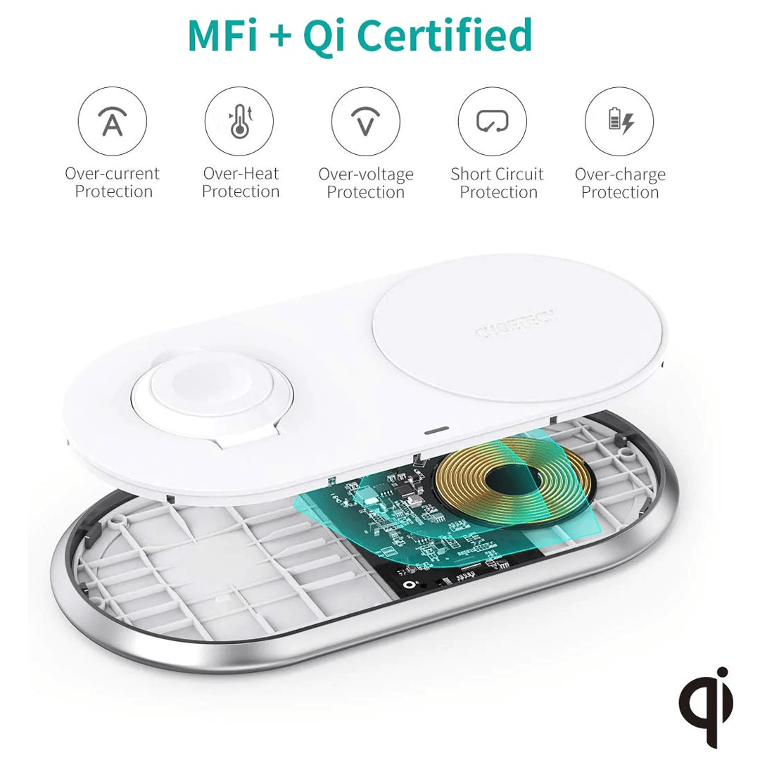 CHOETECH 10W in Dual Wireless Charger Pad Apple Watch