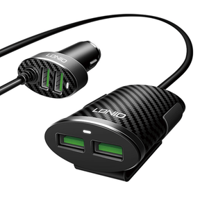 LDNIO 25.5W 4-in-1 Extended USB Fast Car Charger (1.2M)