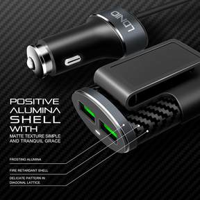 LDNIO 25.5W 4-in-1 Extended USB Fast Car Charger (1.2M)