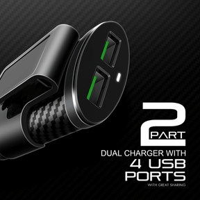 LDNIO 25.5W 4-in-1 Extended USB Fast Car Charger (1.2M)