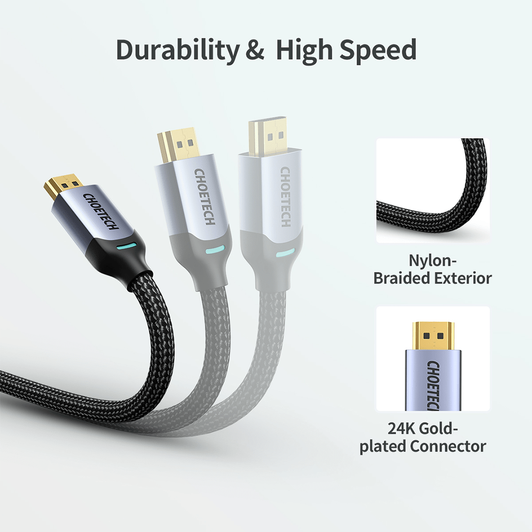 CHOETECH USB-C To HDMI Cable With 60W Power Delivery Charging Port (2M)
