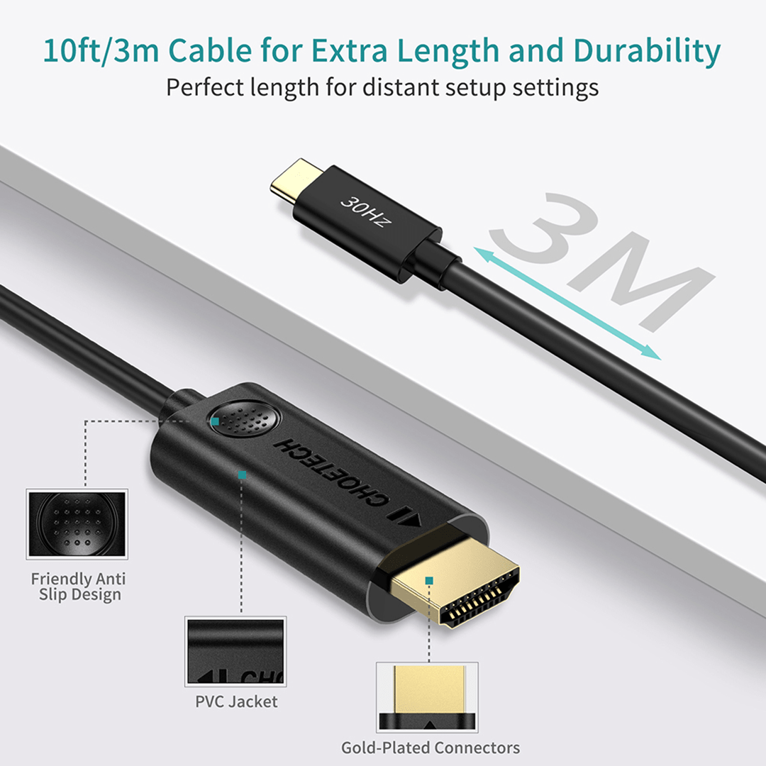 CHOETECH USB-C to HDMI Cable 4K/30Hz Cable (3M)
